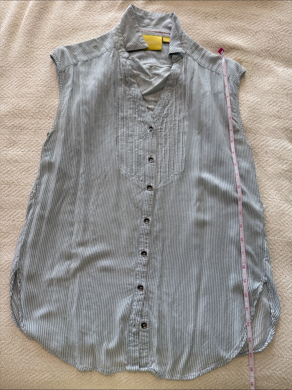 Maeve Sleeveless Striped Button-Front Top - Light Blue & White
